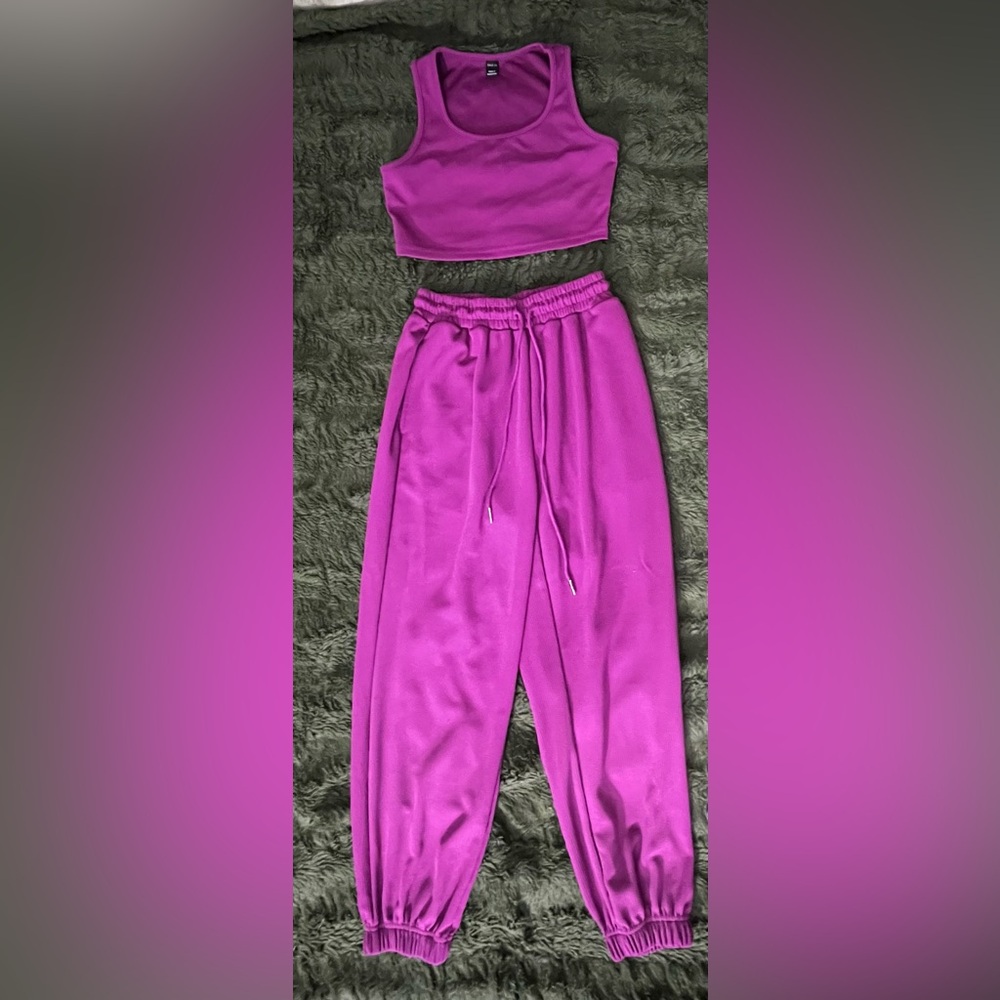 SHEIN Purple Track Pants with Elastic Waistband